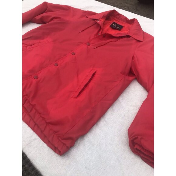 Vtg Champion Jacket Mens Red Sherpa Lined Nylon Coat Coaches Bomber 70s Large L - Picture 1 of 16
